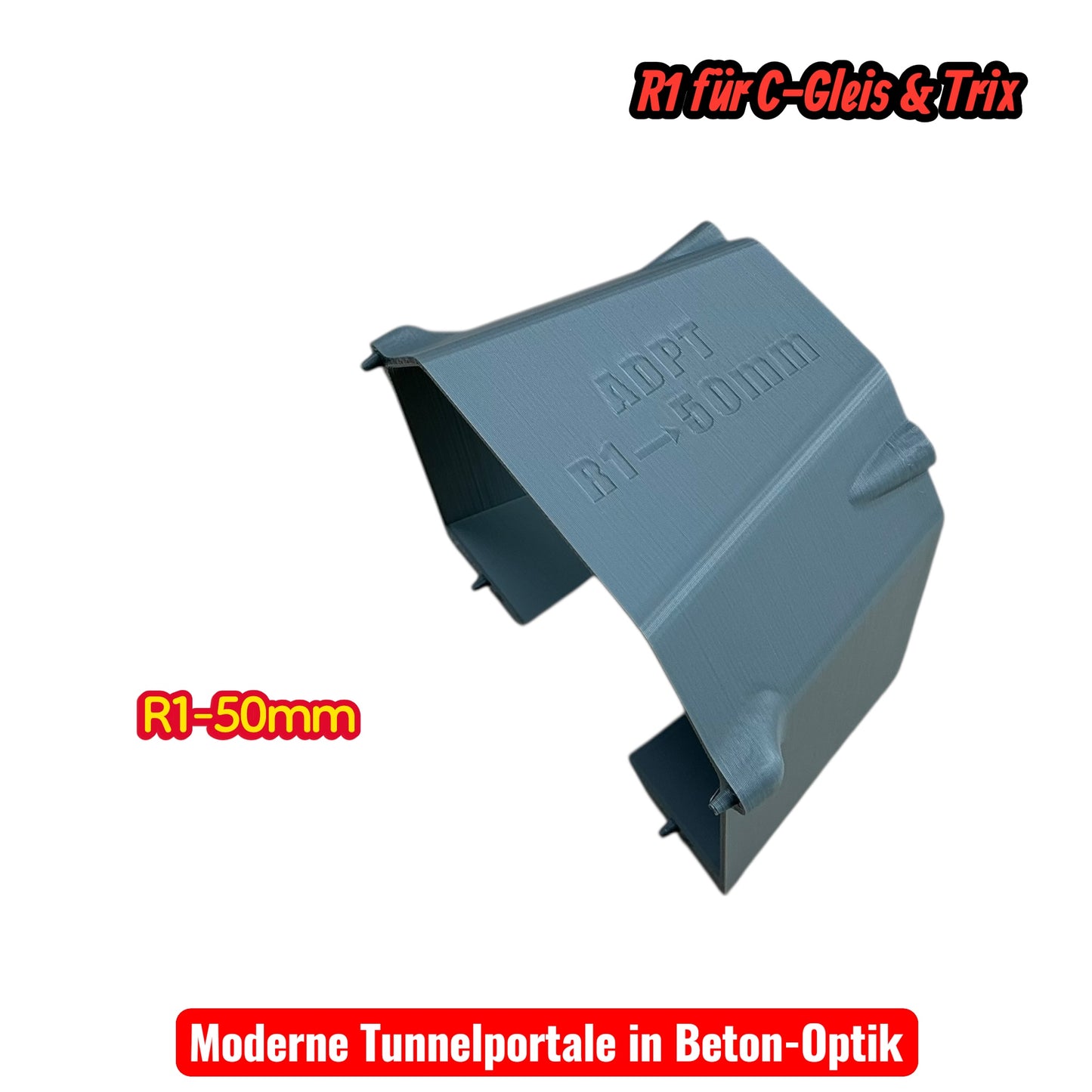 H0 Tunnelportale Adapter von R1 auf gerade 50mm