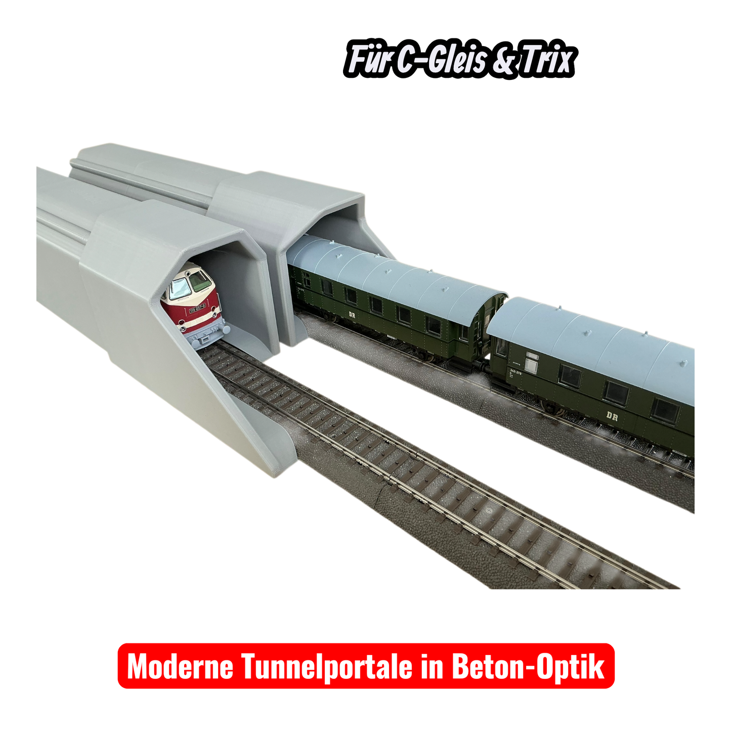 H0 Tunnelportale für Märklin C-Gleis & Trix–Gleis  Ein- & Zweigleisig